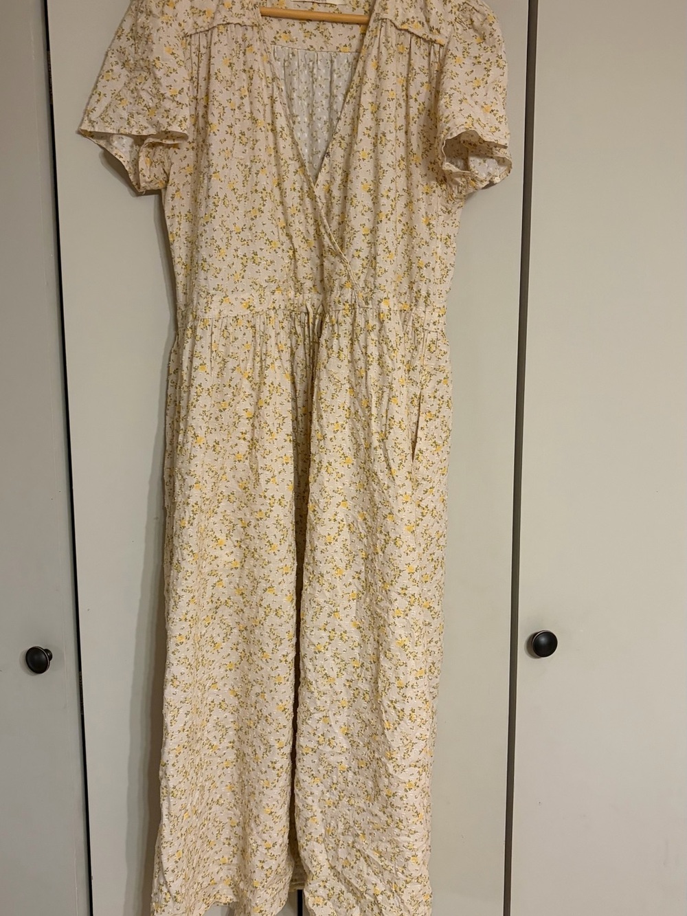Christy Dawn White Floral Midi Dress with Yellow Print